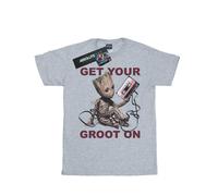 Marvel Women's Guardians of The Galaxy Get Your Groot On Boyfriend Fit T-Shirt Sport Grey Large