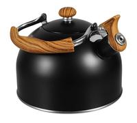 L Stainless Steel Automatic Whistling Tea Kettle, Black | Rapid Heating, Energy Saving Design, Folding Handle, Wooden Detail, for Home Kitchens and Daily Boiling
