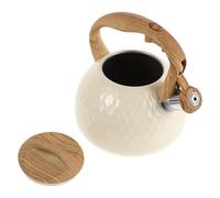 L Stainless Steel Whistling Tea Kettle with Cool Handle for Stovetop | Beige Hammered Finish, Audible Boil Signal, Suitable for Tea, Coffee Brewing and Boiling Water in Busy Kitchens