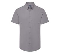 (L, Steel Grey) Premier Mens Supreme Oxford Short-Sleeved Formal Shirt