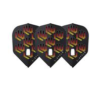 L-Style Dart Flights Pack of 9 Black with Red and Yellow (Champagne Flight PRO L3)