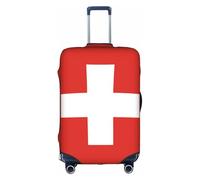 L Stylish Suitcase Cover Protector - Elastic Swiss Flag Print Luggage Travel Accessories, Stretch Baggage
