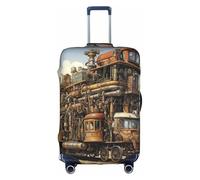 L Suitcase Cover Protector – Diversified Transportation Print Luggage Case for Women & Girls, Travel Accessories, Aesthetic Tags