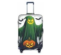 L Suitcase Cover Protector â€“ Green Ghost Horror Halloween Pumpkin Print Luggage Case for Women & Girls, Travel Accessories, Aesthetic Tags