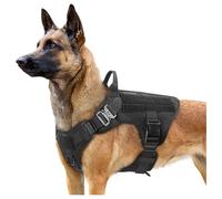 (L) Tactical No Pull Dog Harness Medium Large Dog with Metal Buckles MOLLE Panel, Breathable Service Pet Vest with Handle, Puppy Harness, Black
