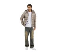 (L, Taupe) Brave Soul Mens Nylon Funnel Neck Padded Jacket
