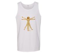 (L) The Vitruvian Man Leonardo Da Vinci Science Tank Top White Singlet T Shirt Mens