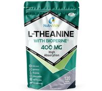 L-Theanine 400mg with BioPerine® | 120 Vegan Capsules | High Absorption & Bioavailablity L Theanine | Enhanced Sleep at Night | Boost Focus & Relieve Stress | 4 Months Supply | UK Made | by NutriVolv