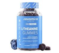L-Theanine Gummies - 200 mg L-Theanine Supplement with Lemon Balm & Vitamin B6 - Supports Nervous System & Hormonal Function - Vegan, Halal - 60 Count - Novomins