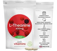 L Theanine High Strength 400mg | 120 Vegan Capsules | Supports Relaxation, Focus & Stress Relief | Fast Absorption | UK Made - Just Vitamins