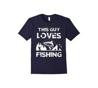 (L) This Guy Loves Fishing Funny Fisherman Tshirt Fishers Gift Tee Fishing T-Shirt-Father's Day