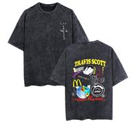 (L) Travis Scott Vintage T-shirt Cactus Jack Print Unisex Hip Hop Tee