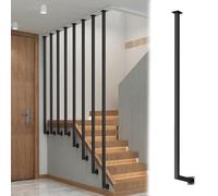 L-Type Stairway Steps Banisters Post for Safety Protective, Heavy Duty Stairs Spindles Metal for Studio/Home/Hotel/Villa, Side Mounted Guardrail Support Pole(Black,H-6.4ft/195cm)