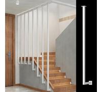 L-Type Stairway Steps Banisters Post for Safety Protective, Heavy Duty Stairs Spindles Metal for Studio/Home/Hotel/Villa, Side Mounted Guardrail Support Pole(White,H-7.4ft/225cm)