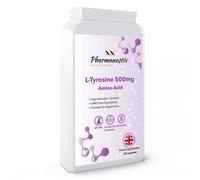 L-Tyrosine 500mg 120 Capsules, High Strength Supplement, Free Form Amino Acid, Suitable for Vegetarian, Made in UK