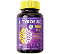 L-Tyrosine 500mg Capsules - 120 High Strength Capsules | Contributes to Mood and Mental Alertness | Supports Brain Functions | Equally Effective for Men Women Kids | L Tyrosine 500mg per Serving