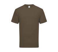 (L UK, Truffle Brown) Fruit Of The Loom Mens Iconic 195 Ringspun Premium Tshirt