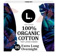 L. Ultra Thin Pads for Women, Overnight Absorbency, Organic Cotton Top Layer, Unscented Pads with Wings, 96 CT