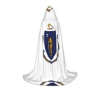 L Unisex Halloween Massachusetts State Flag Print Hooded Cape Costume