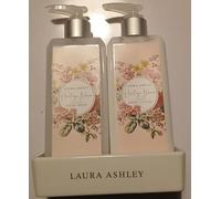 L@ura Ashl@y Heritage Bloom Luxury Hand Wash and Hand Lotion Duo Set with Caddy, Rose and Green Tea Scent, 250ml Each