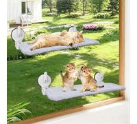L&W BROS. 2PC Cat Window Perch with Lever Lock Suction Cups Holds up to 50 lbs Foldable & Space Saving Design Heavy Duty Window Hammock for Large or Multiple Cats (M 2Pc)