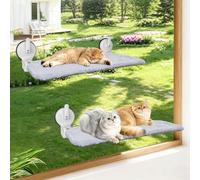 L&W BROS. 2PC Cat Window Perch with Lever Lock Suction Cups Holds up to 50 lbs Foldable & Space Saving Design Heavy Duty Window Hammock for Large or Multiple Cats (L 2Pc)