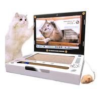 L&W BROS. Cardboard Cat Scratcher 3-in-1 Cat Laptop Toy with Fluffy 'Mouse'& Bell Ball Corrugate Cat Scratch Pad for Cats