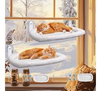 L&W BROS. Cat Window Perch 2 Pack Cat Hammock with 4 Suction Cups Easy to Assemble 24"x 12" Cat Window Bed for Large Heavy Cats Indoor(L 2Pc with Bed)