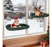 L&W BROS. Cat Window Perch 2 Pack (M 2Pc with Christmas Bed)