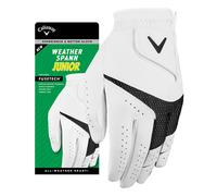 (L, White) Callaway Golf Juniors Weather Spann Junior Left Hand Leather Blend Glove