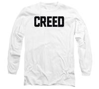 (L, White) Creed Unisex Adult Cracked Logo Long-Sleeved T-Shirt