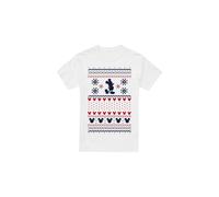 (L, White) Disney Mens Mickey Mouse Christmas Sweater T-Shirt