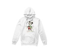 (L, White) Disney Mens Mickey Mouse Retro Scarf Christmas Hoodie