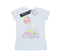 (L, White) Disney Womens/Ladies The Little Mermaid Faded Nostalgia Cotton T-Shirt