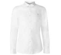 (L, White) Farah Mens Vintage Oxford Long-Sleeved Button-Down Shirt