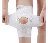 (L, White) Knee Brace With Side Stabilizers For Meniscal Tear Knee Pain Acl Mcl Arthritis Injuries Recovery, Breathable Adjustable Knee Support