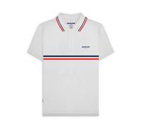 (L, White) Lambretta Mens Classic Stripe Short Sleeve Retro T-Shirt Polo Shirt Top