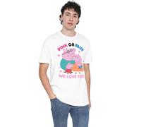 (L, White) Peppa Pig Unisex Adult Pink Or Blue We Love You Family T-Shirt