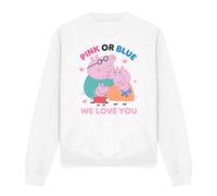 (L, White) Peppa Pig Unisex Adult Pink Or Blue We Love You Sweatshirt