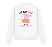 (L, White) Peppa Pig Womens/Ladies He Or She Mummy Pig Sweatshirt