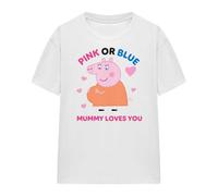 (L, White) Peppa Pig Womens/Ladies Pink Or Blue Mummy Pig Loves You T-Shirt