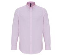 (L, White/Pink) Premier Mens Cotton Rich Oxford Stripe Shirt