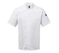 (L, White) Premier Unisex Adult Short-Sleeved Chef Jacket