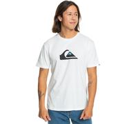 (L, White) Quiksilver Mens Comp Logo Short Sleeve Crew Neck Cotton T-Shirt Top Tee