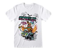 (L, White) Scooby Doo Unisex Adult Racing T-Shirt