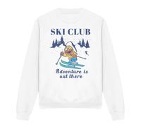 (L, White) Sesame Street Unisex Adult Ski Club Adventure Elmo Sweatshirt