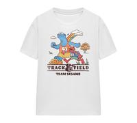 (L, White) Sesame Street Womens/Ladies Track Field T-Shirt