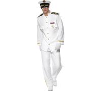 (L, White) Smiffys Mens Deluxe Captain Costume