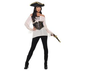 (L, White) Smiffys Womens/Ladies Deluxe Pirate Costume Dress
