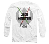(L, White) Star Wars Mens Jedi Master Dad Lightsaber Long-Sleeved T-Shirt